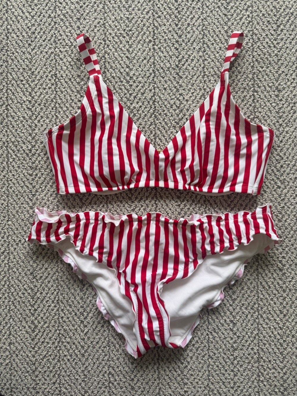 Shade & Shore Red and White Striped Bikini Set